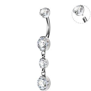 Elegant Silver Dangle Belly Ring